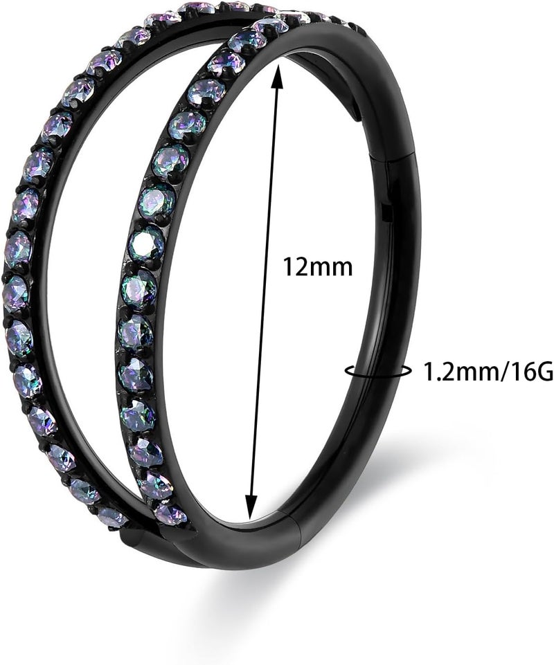 TOMIDES 16G Titanium Cartilage Earring Hoop for Conch Helix Tragus 8mm 10mm 12mm Hypoallergenic Hinged Clicker Nose Rings Septum Piercing Jewelry for Women Men - Image 2